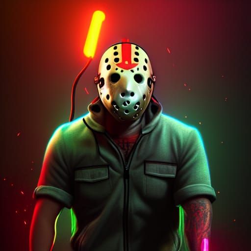 Jason Friday the 13th Splash Art in VRay Style