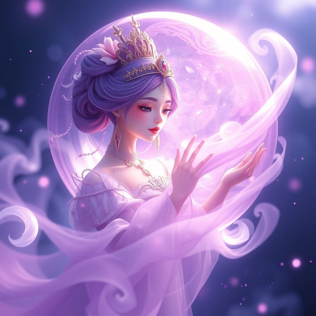Regal Princess in Ethereal Purple Bubble