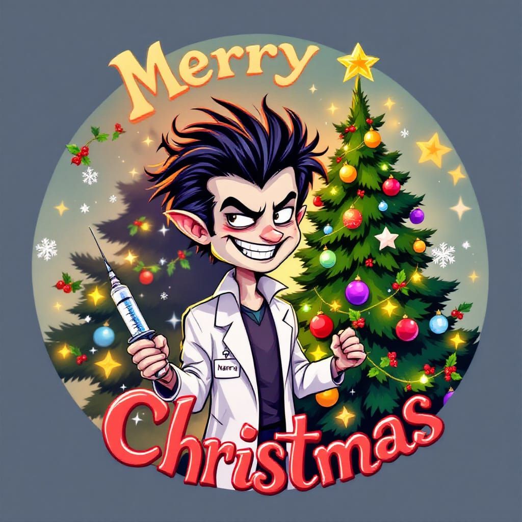 Cartoon Vampire Wishes Merry Christmas: Whimsical Animation