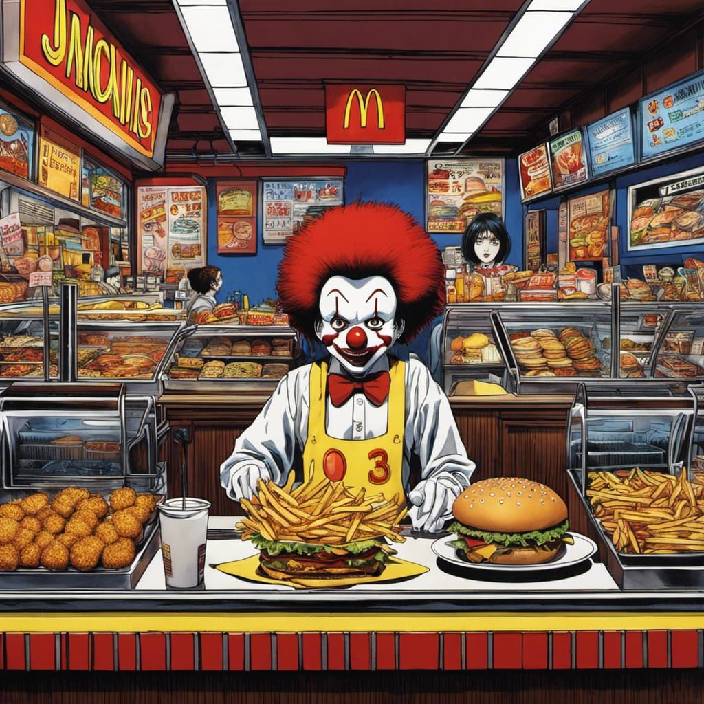 Ronald McDonald in Junji Ito Anime Style