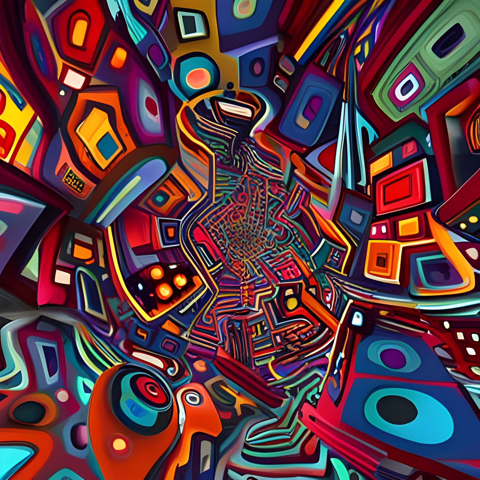 Kandinsky-Inspired Abstract 3D Graffiti Art