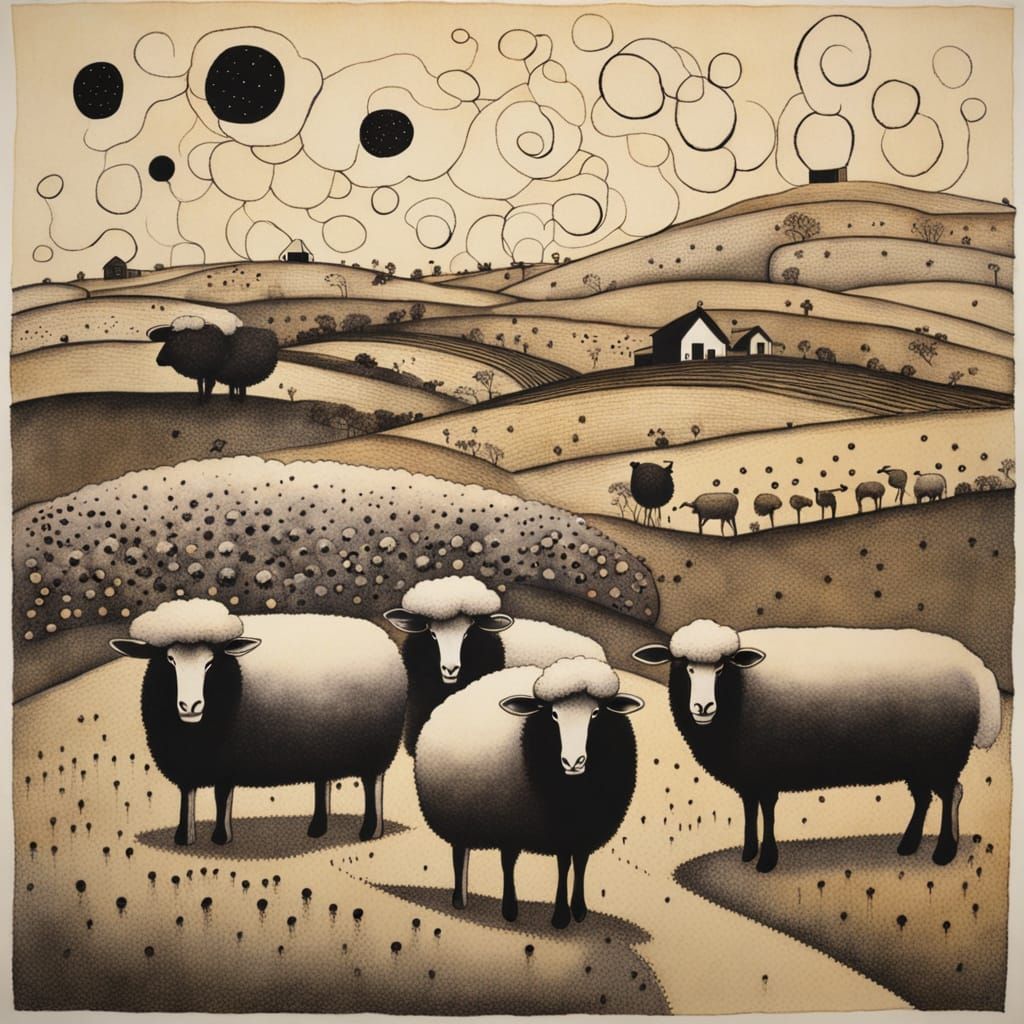 Cosmic Battle on a Polka Dot Farm in the Style of Mexican Mu...