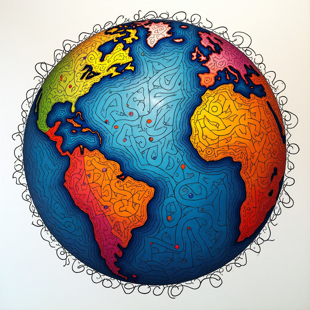 Abstract Earth Globe in Modern Art Style
