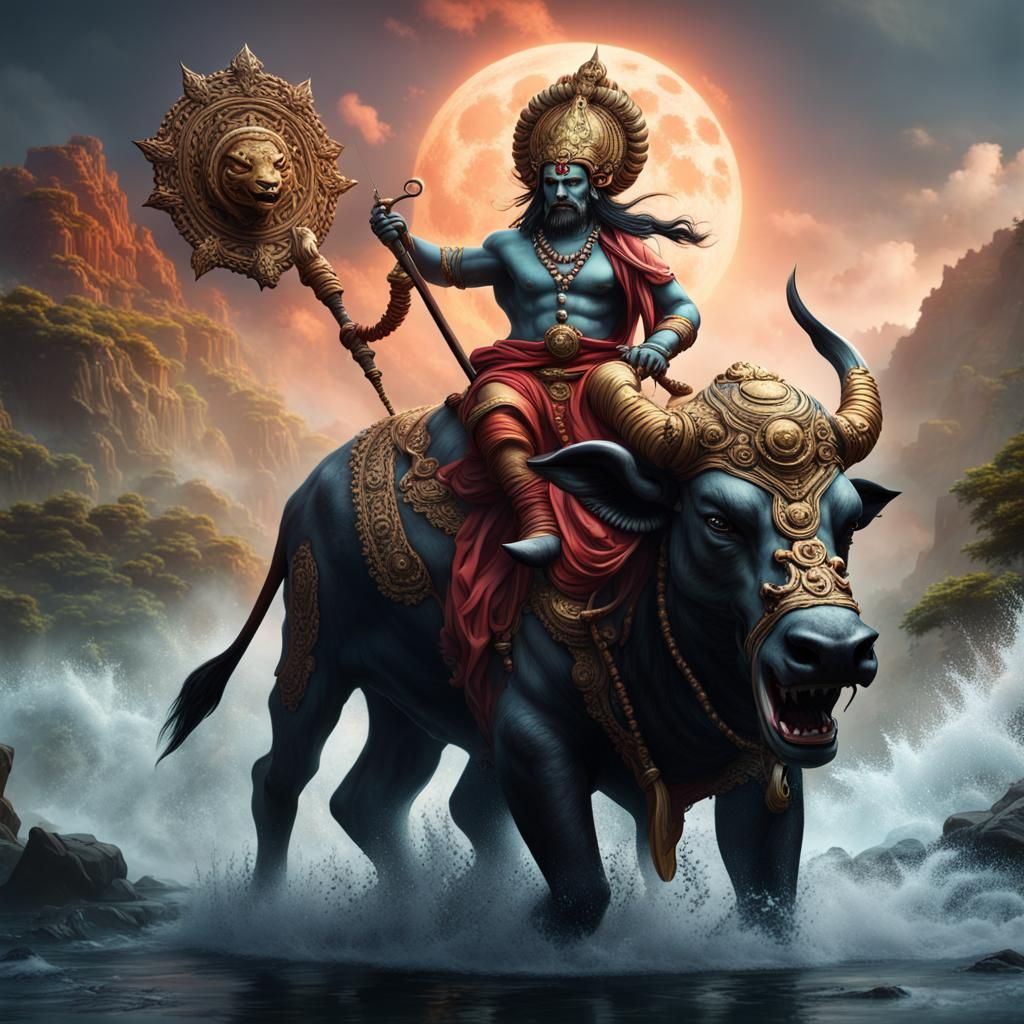 Yama, God of Death, on Water Buffalo