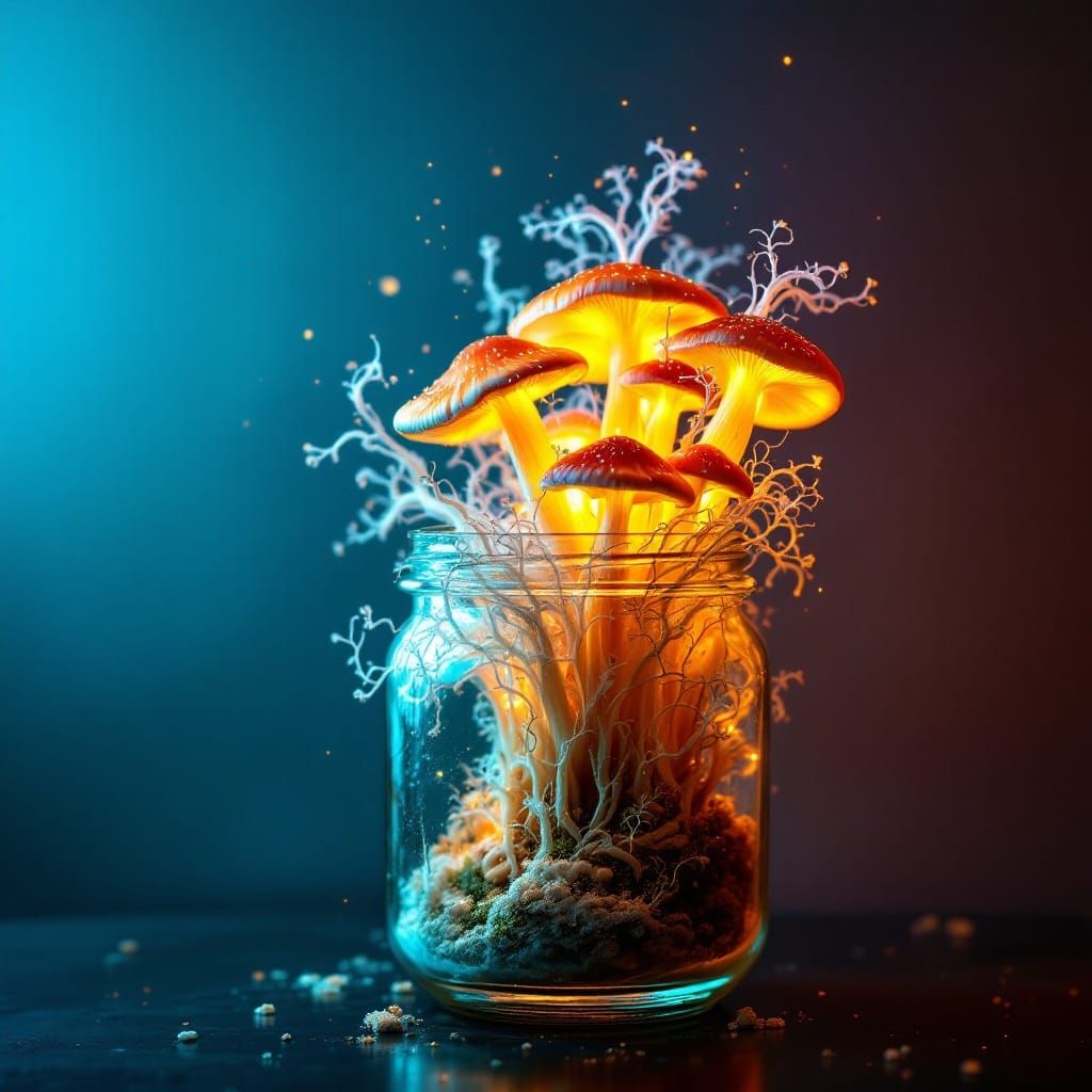 Ethereal Fungal Bloom in Antique Glass