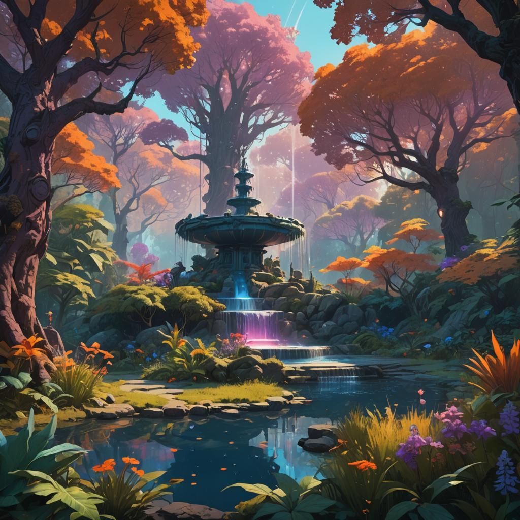 Mystical Garden Concept Art in Fantasy Style