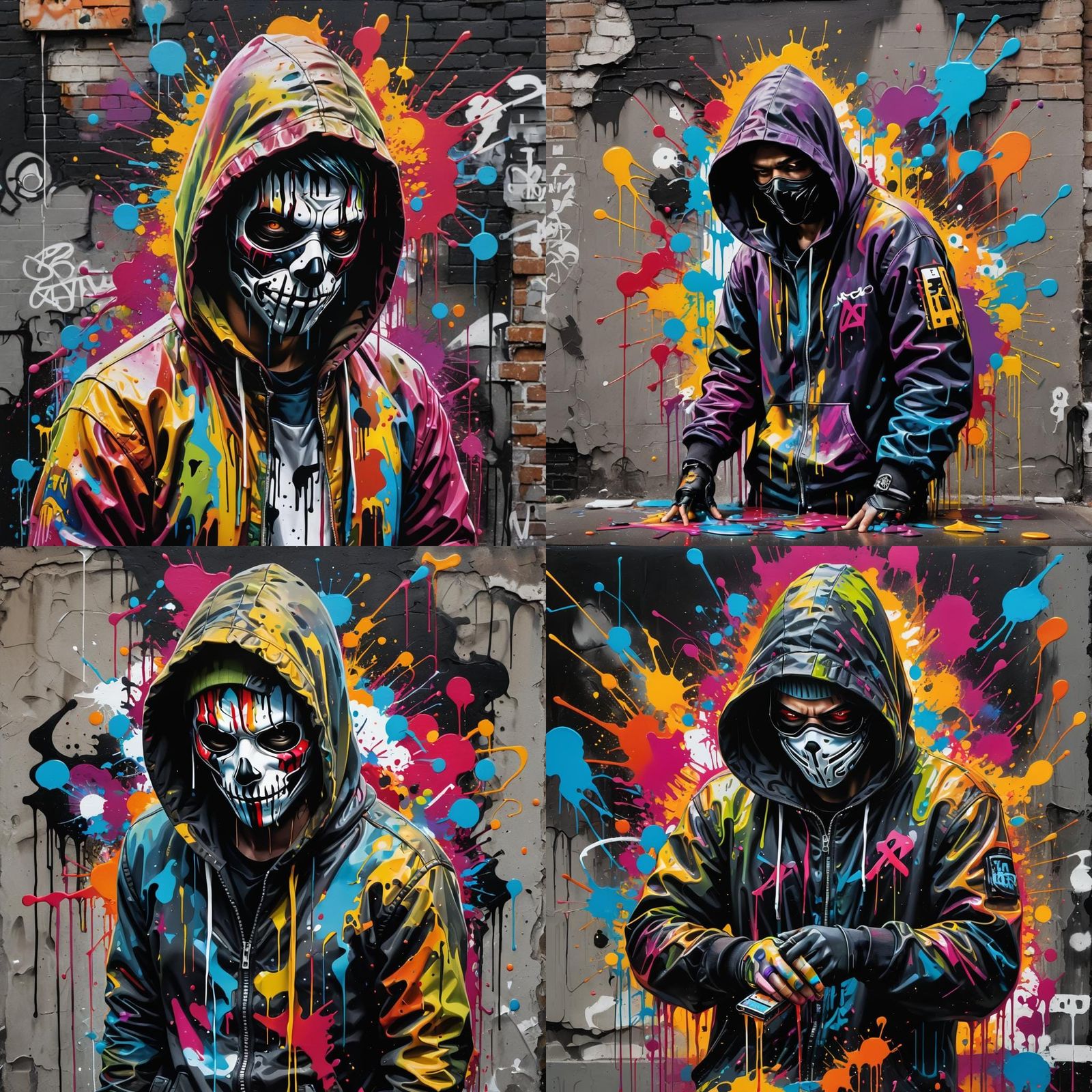 Hacker in Colorful Graffiti Splash Art Style