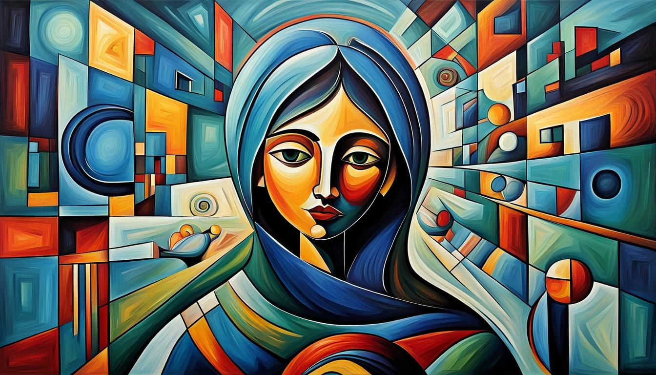 Cubist Abstract: Mother and Child