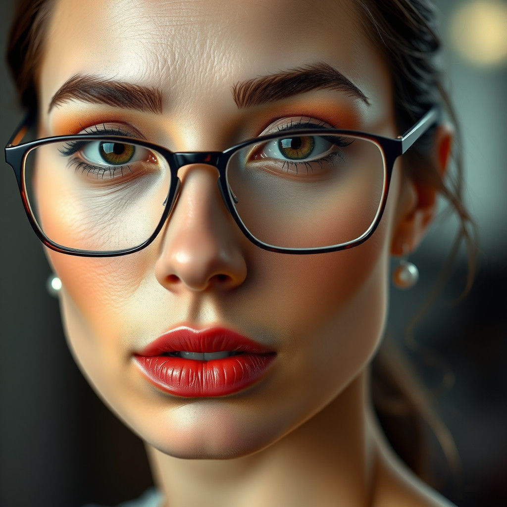 Hyperrealistic Portrait of a Woman with Glasses