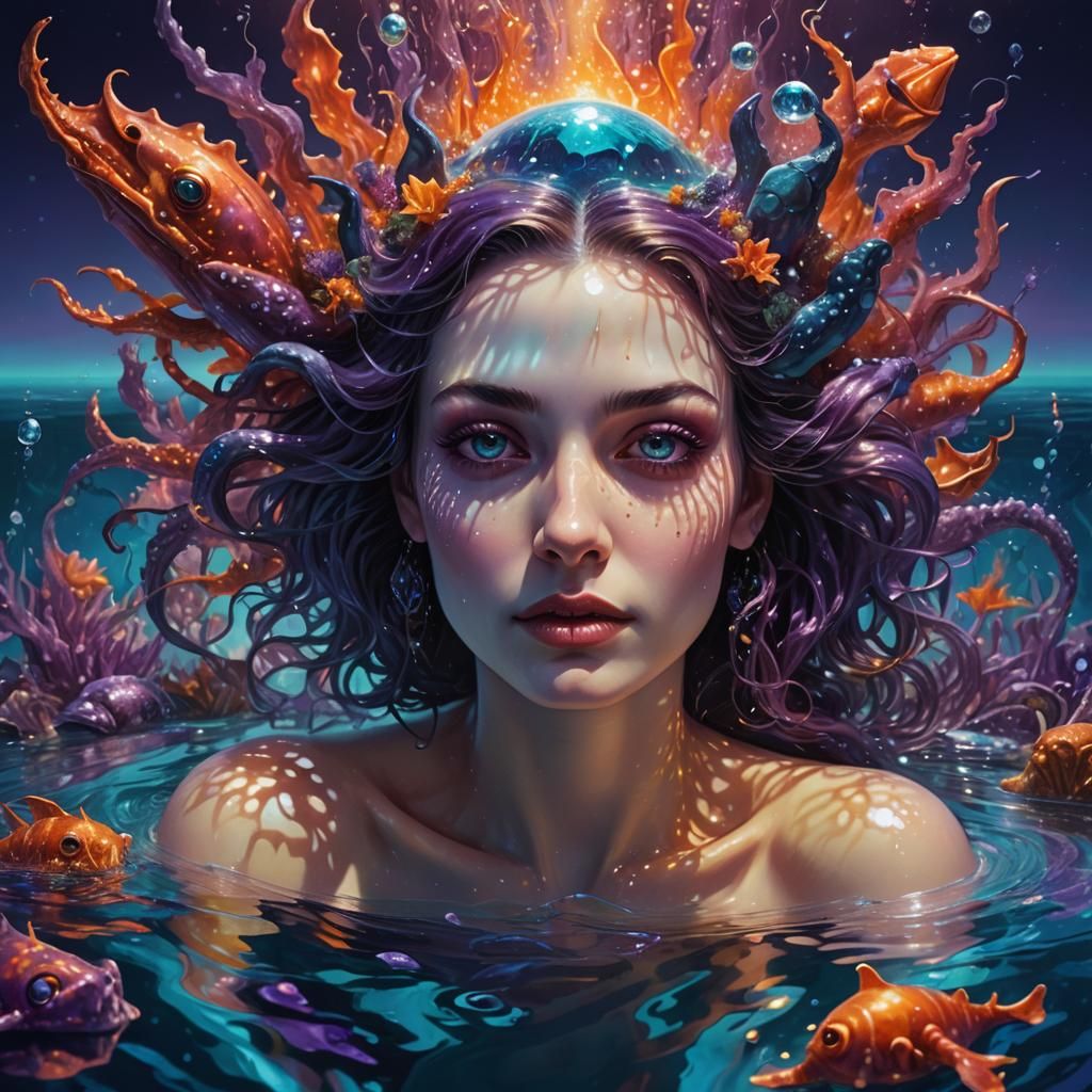 Underwater Portrait: Sea Creature in Glass Bathtub