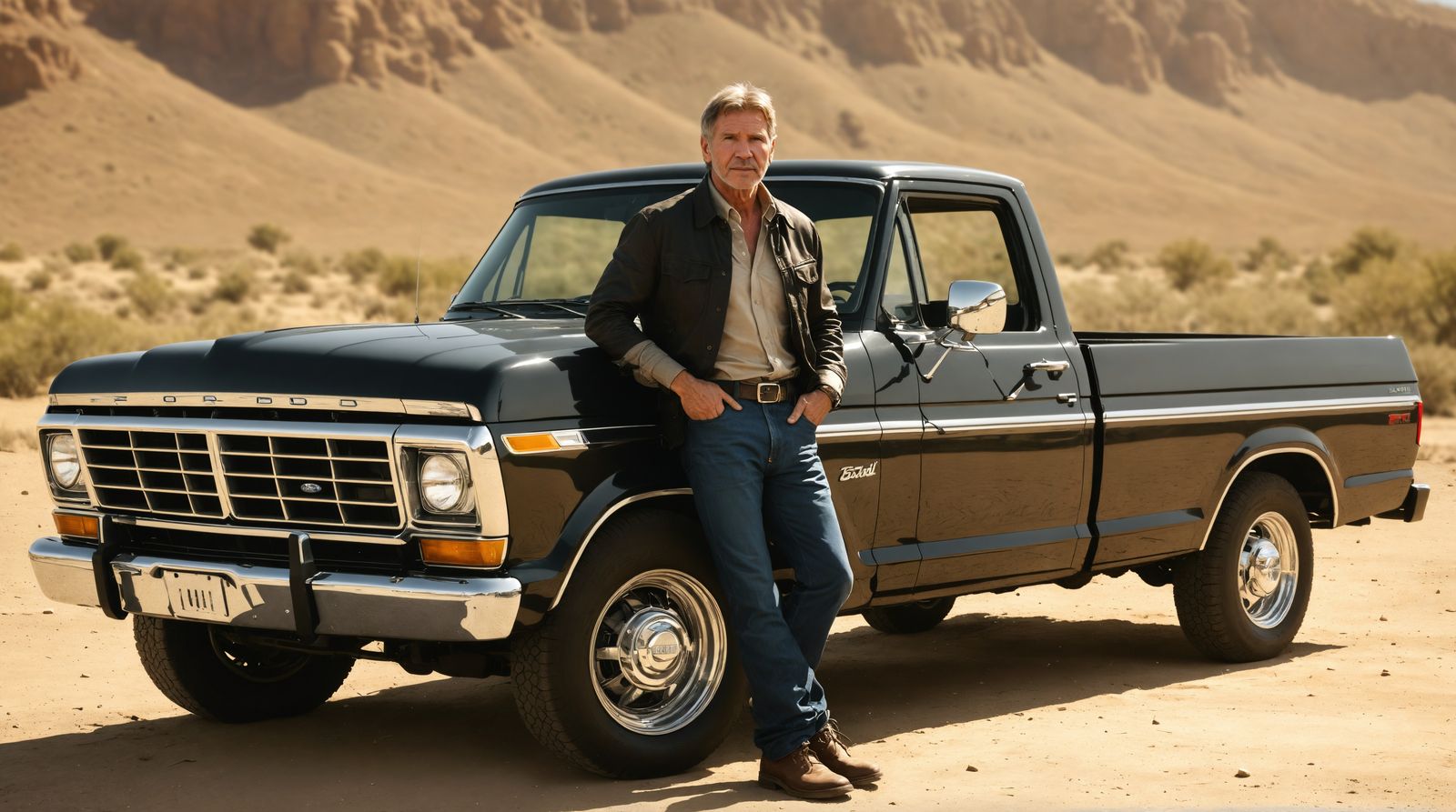 Harrison Ford Confidently Poses with Ford F-150