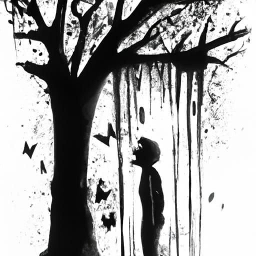 Man's Tears Become Moths Under Tree