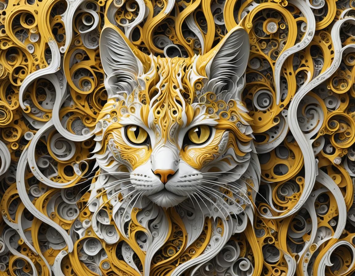 marmalade cat with fractal swirls