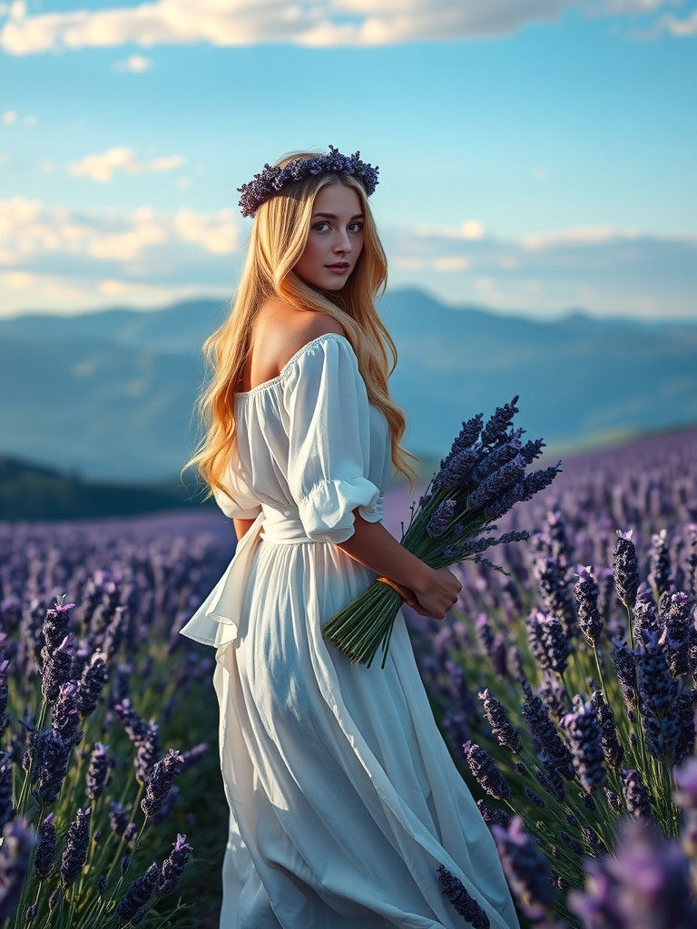 Lavender Field Portrait in Dreamy, Magical Light