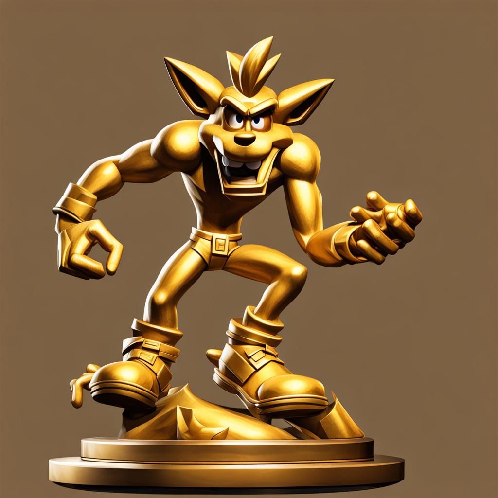 Golden Crash Bandicoot Statue