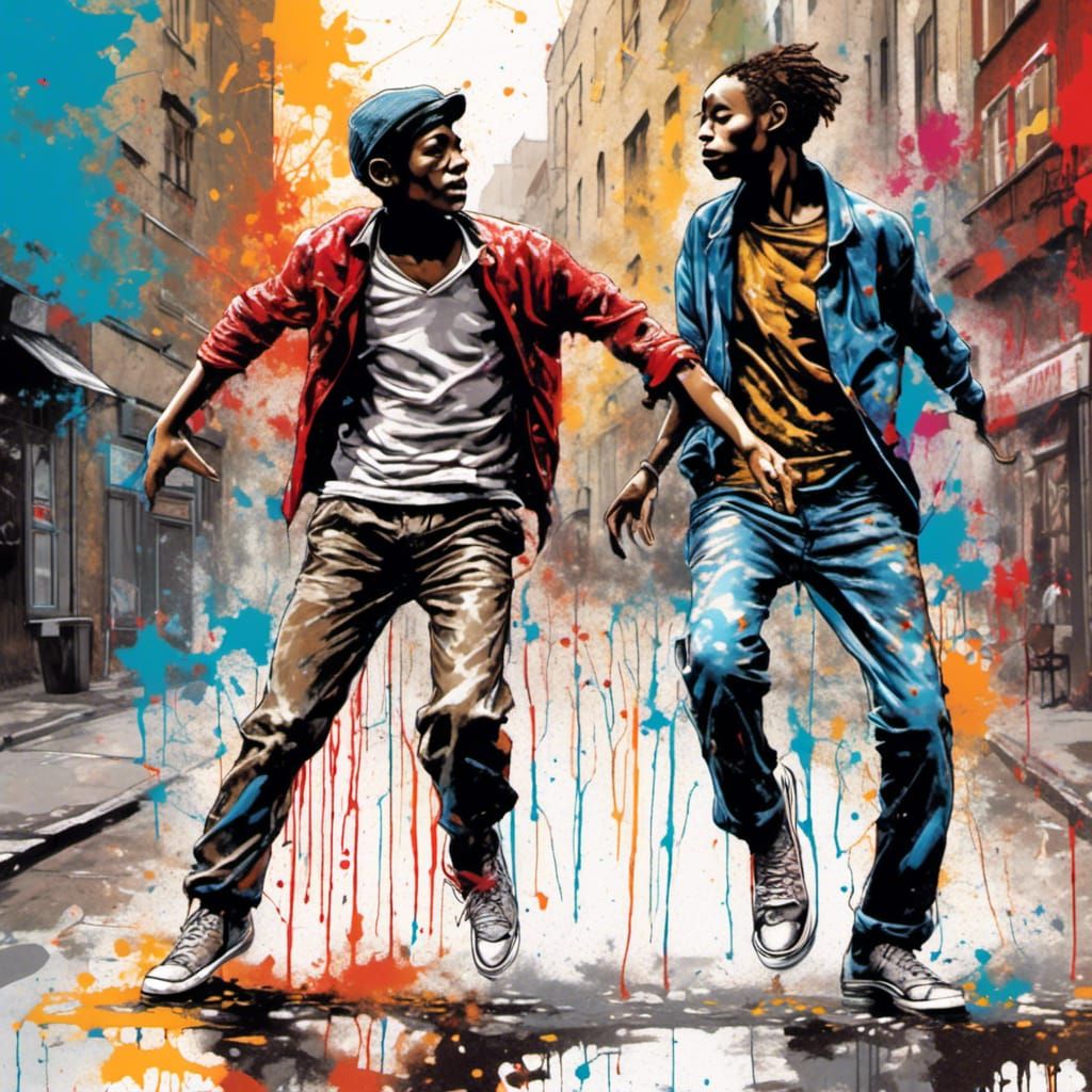 Male Tap Dancers in Splatter Graffiti Style