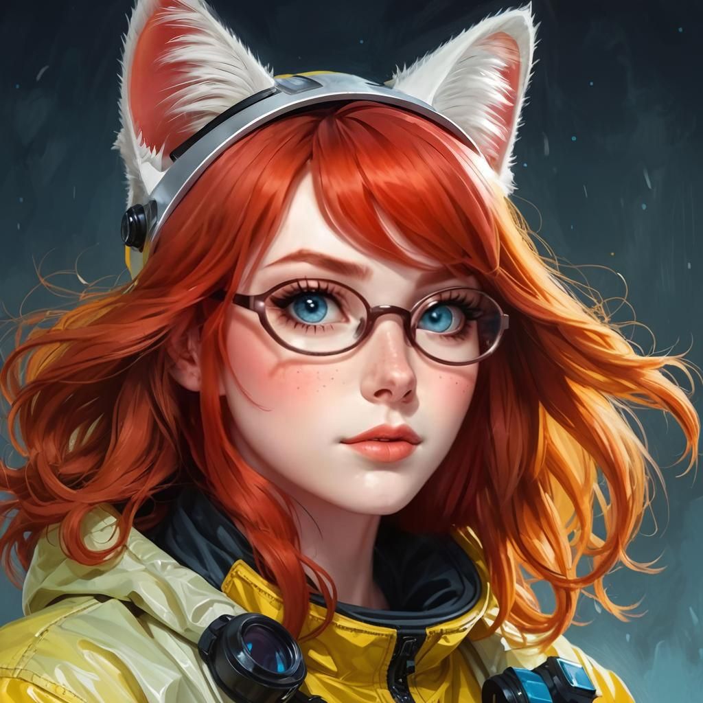 Girl in Hazmat Suit with Cat Ears Portrait