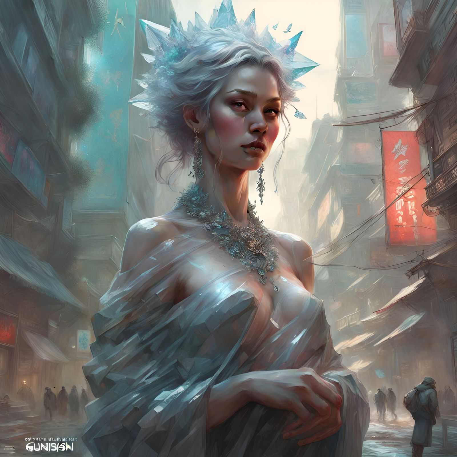 Crystal Woman Statue: Hyperdetailed Fantasy Art