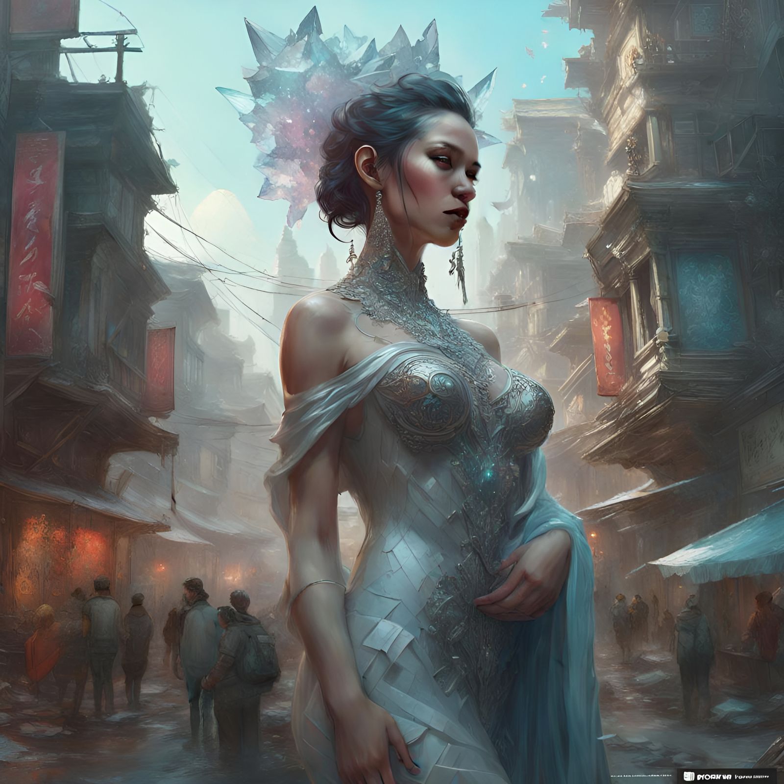 Crystal Woman: Intricate Fantasy Art Statue