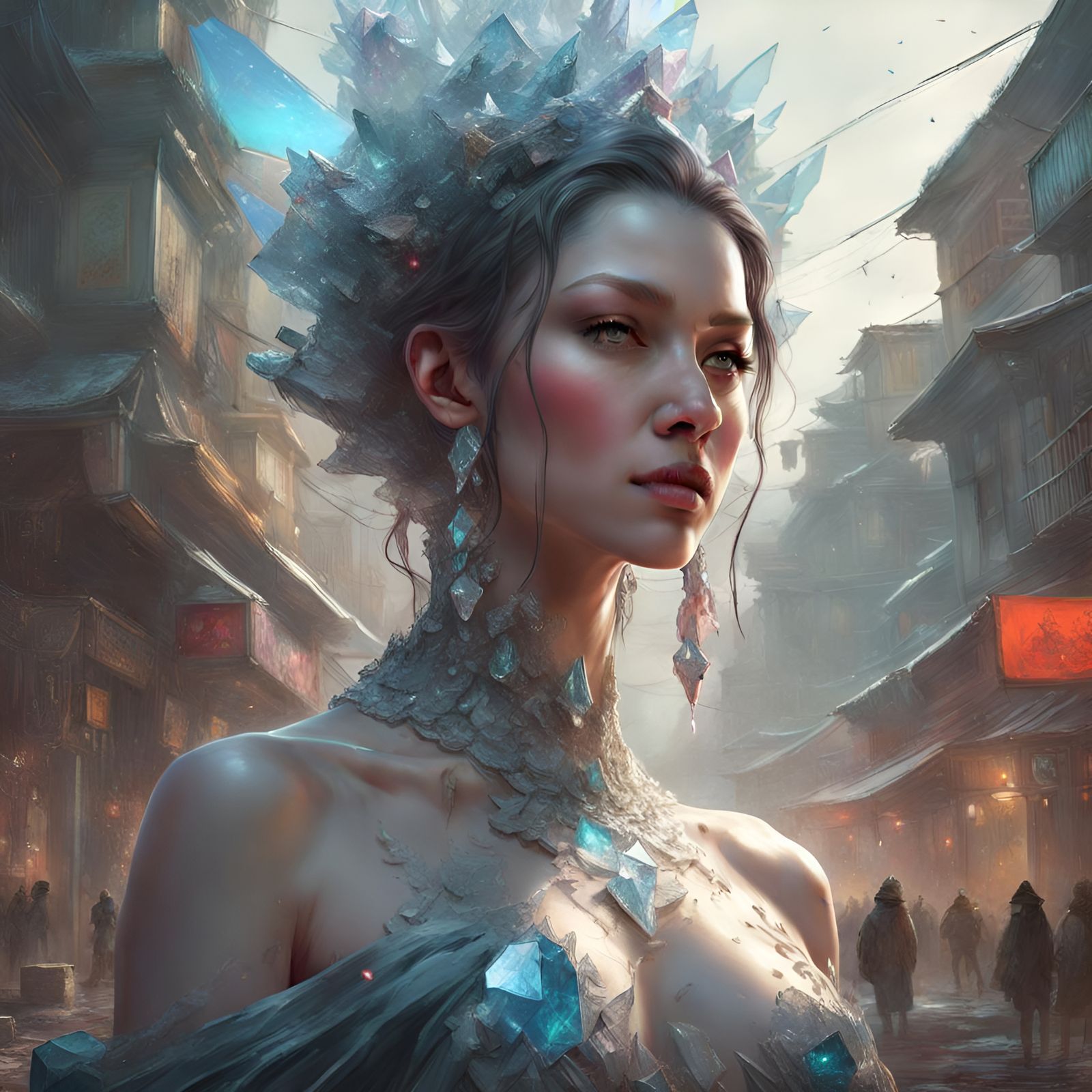 Crystal Woman: Hyperdetailed Fantasy Art Statue