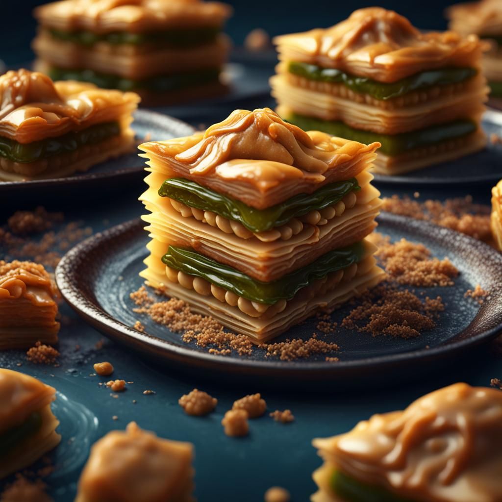 Delicious Baklava Matte Painting in Deep Color
