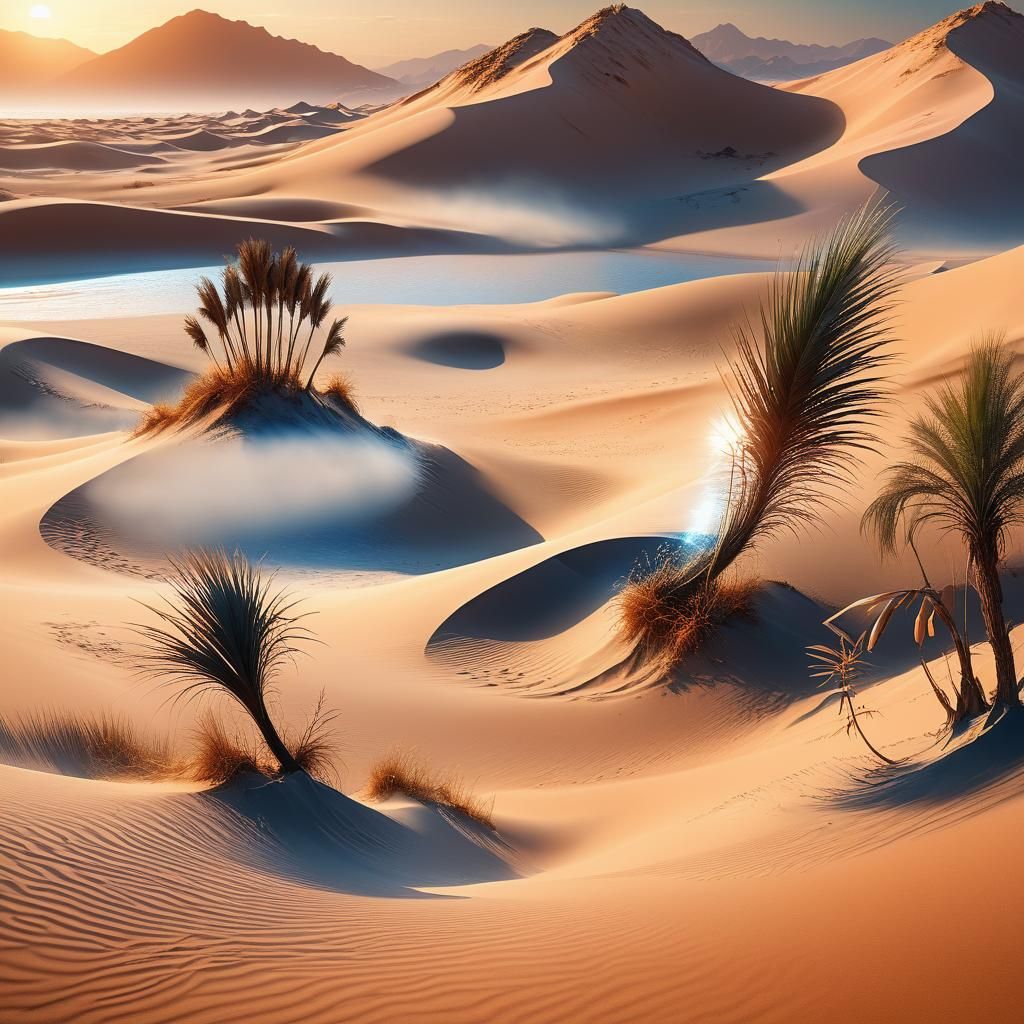 Burza piaskowa na Pustyni, wiatr i piasek tworzą bajeczne kr...