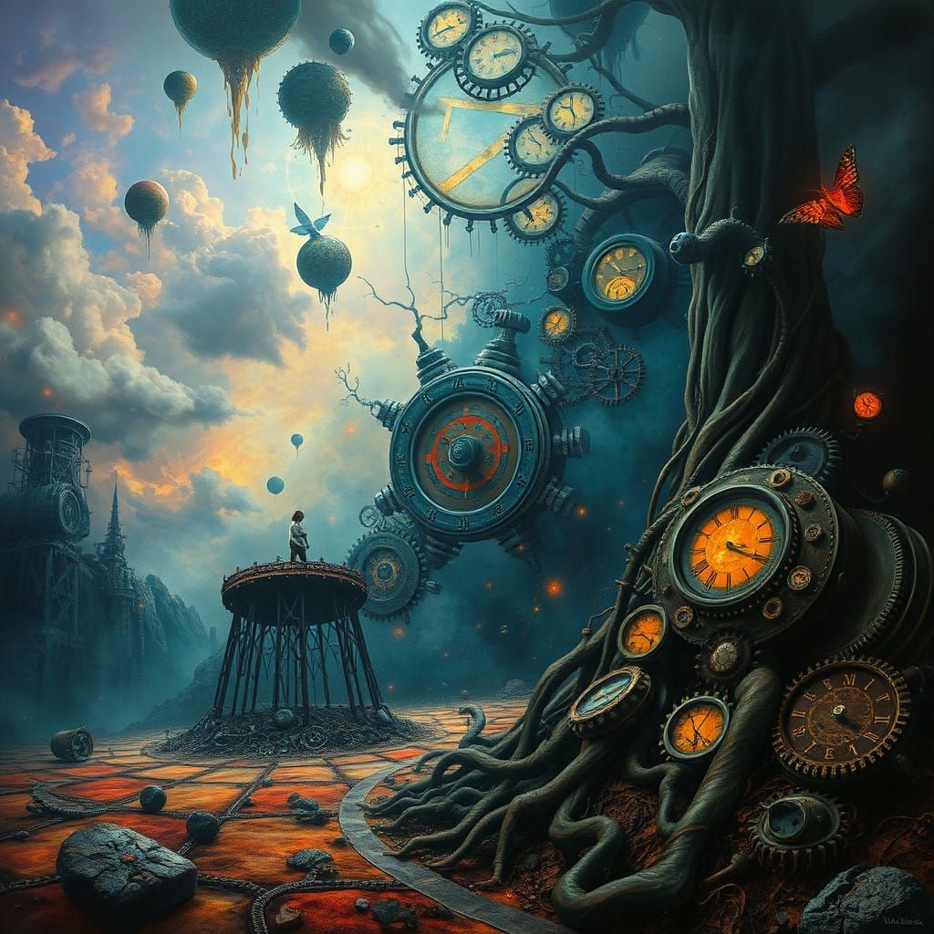 Surreal Dreamscape of Fragmented Thoughts and Distorted Real...