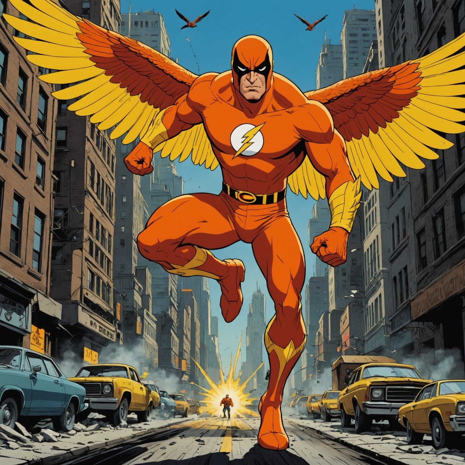 Cyberpunk-Inspired Birdman Unleashes Laser Beams in a Fantas...