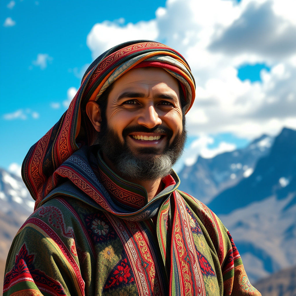 Warm Portrait of Afghan Man in Traditional Attire