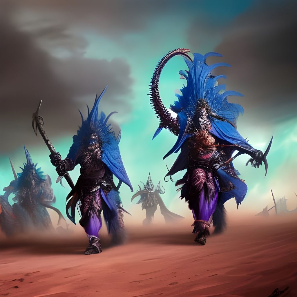 Tzeentch Knights vs Pestilence Ogers in Blue Desert