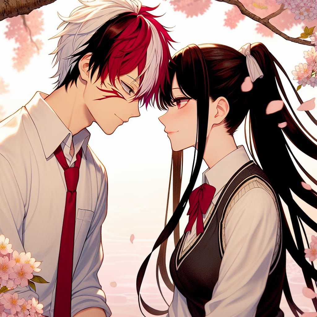 Affectionate Glance Under Sakura Tree