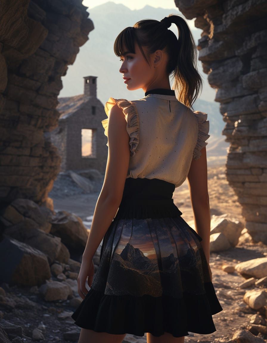 Ethereal Dawn in a Barren Wasteland - Masterpiece in Chiaros...