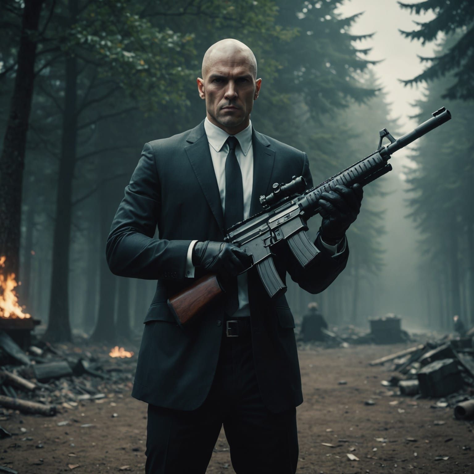 Cinematic Hitman with Silenced Rifle