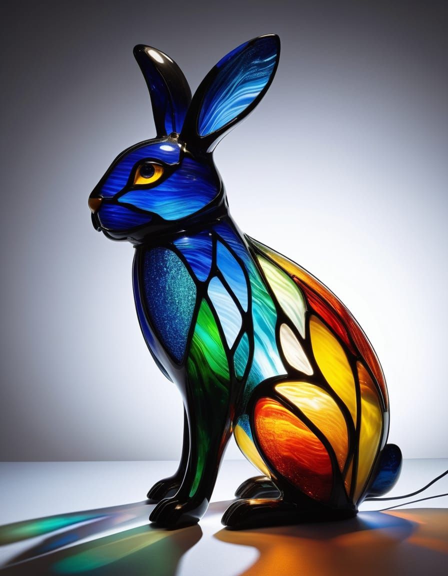 Stained Glass Bunny Lamp Radiates Whimsical White Glow