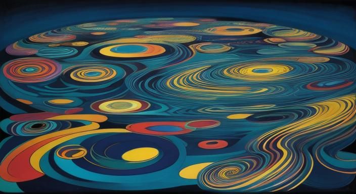 Kaleidoscopic Garden with River, Surreal Digital Art