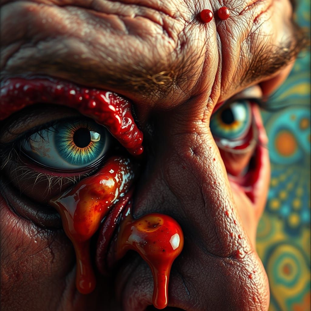 Infected Eye Close-Up: Hyperrealistic Horror Concept Art