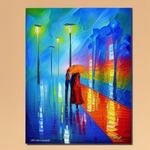 Rain in Neo-Impressionist Expressionist Style