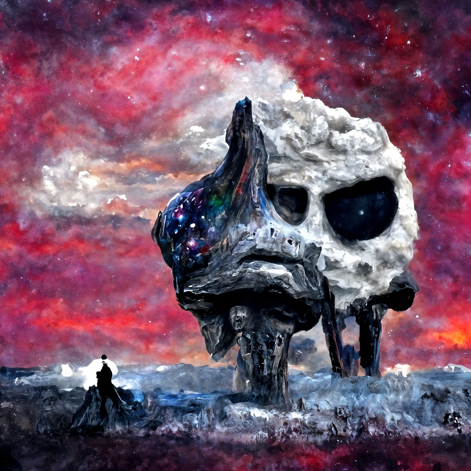 Ancient Skull King Statue on Alien Planet