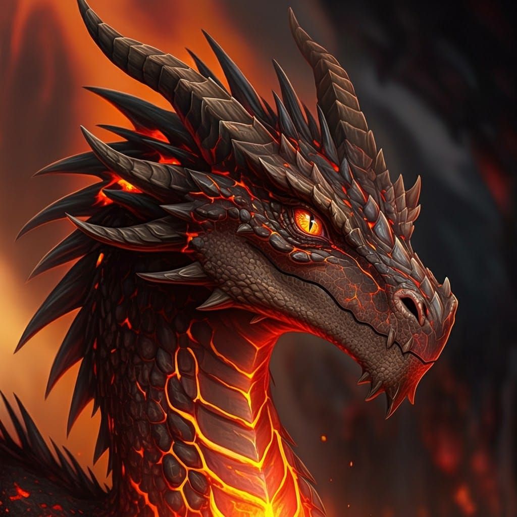 Anime Lava Dragon with Obsidian Scales