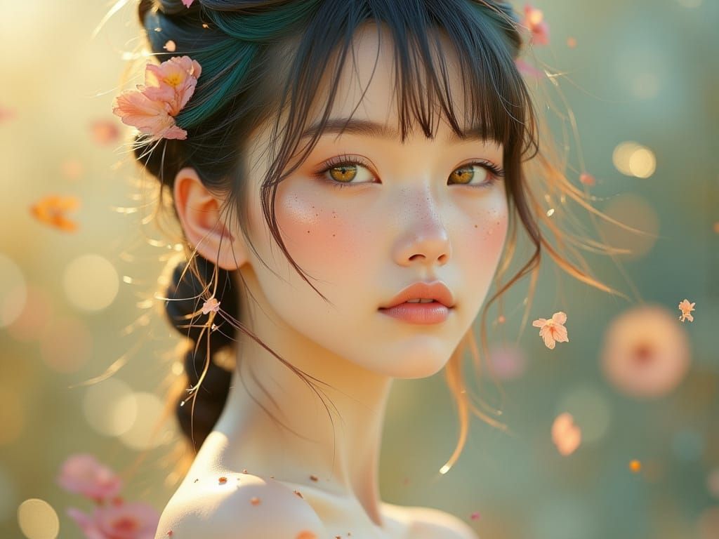 K-Pop Idol with Glowing Hair in Dynamic Pose