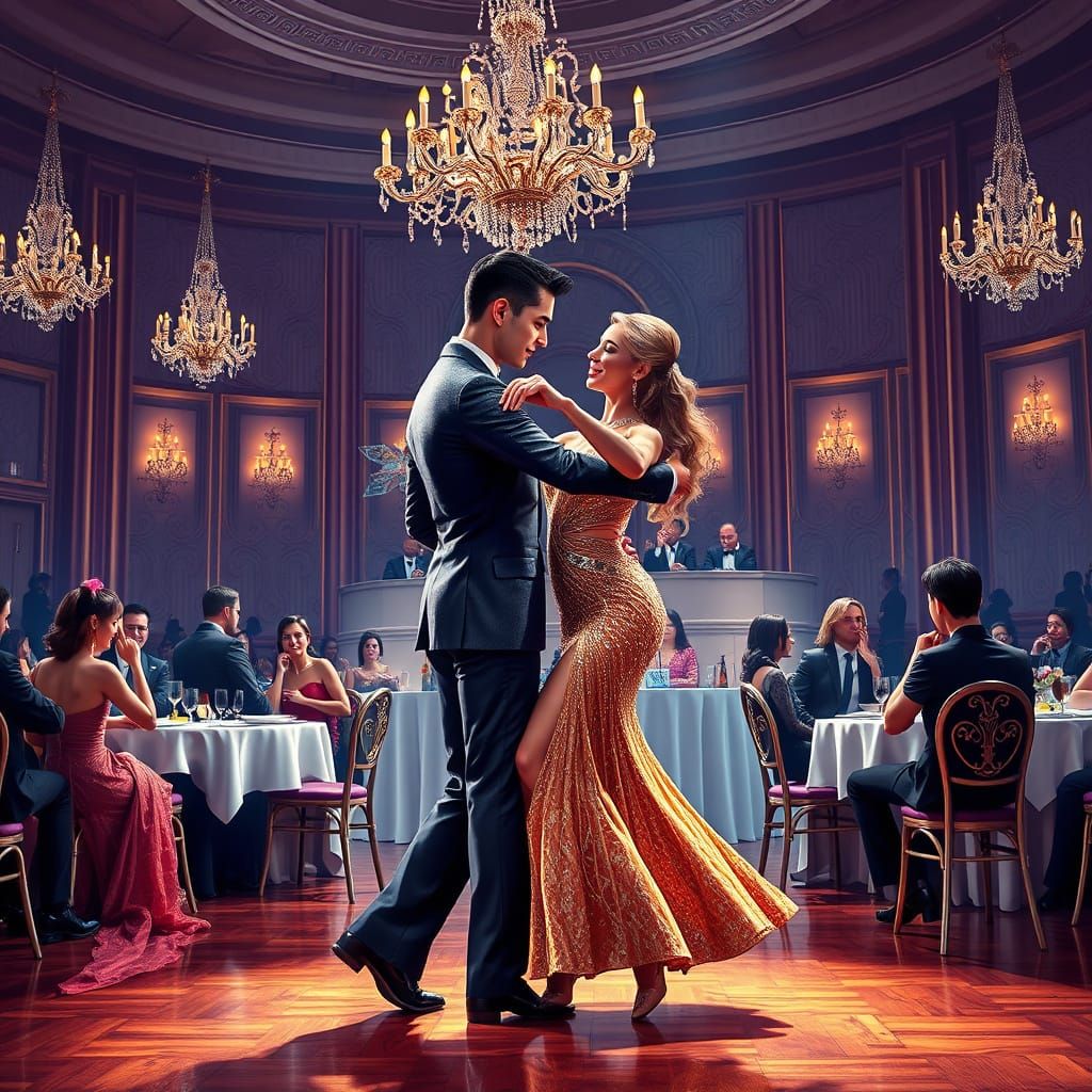 Passionate Latin Dance Couple in Elegant Setting