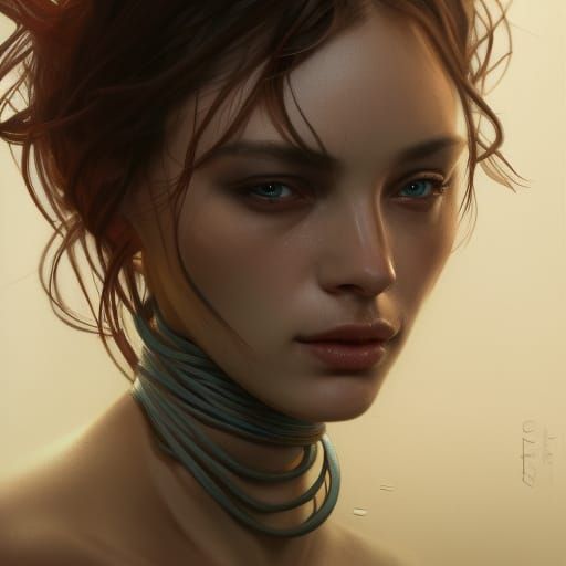 Sensual Animal-Human Hybrid in Bondage: Hyperdetailed Portra...