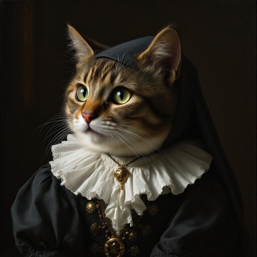 Cute Cat in the Style of Georges de la Tour