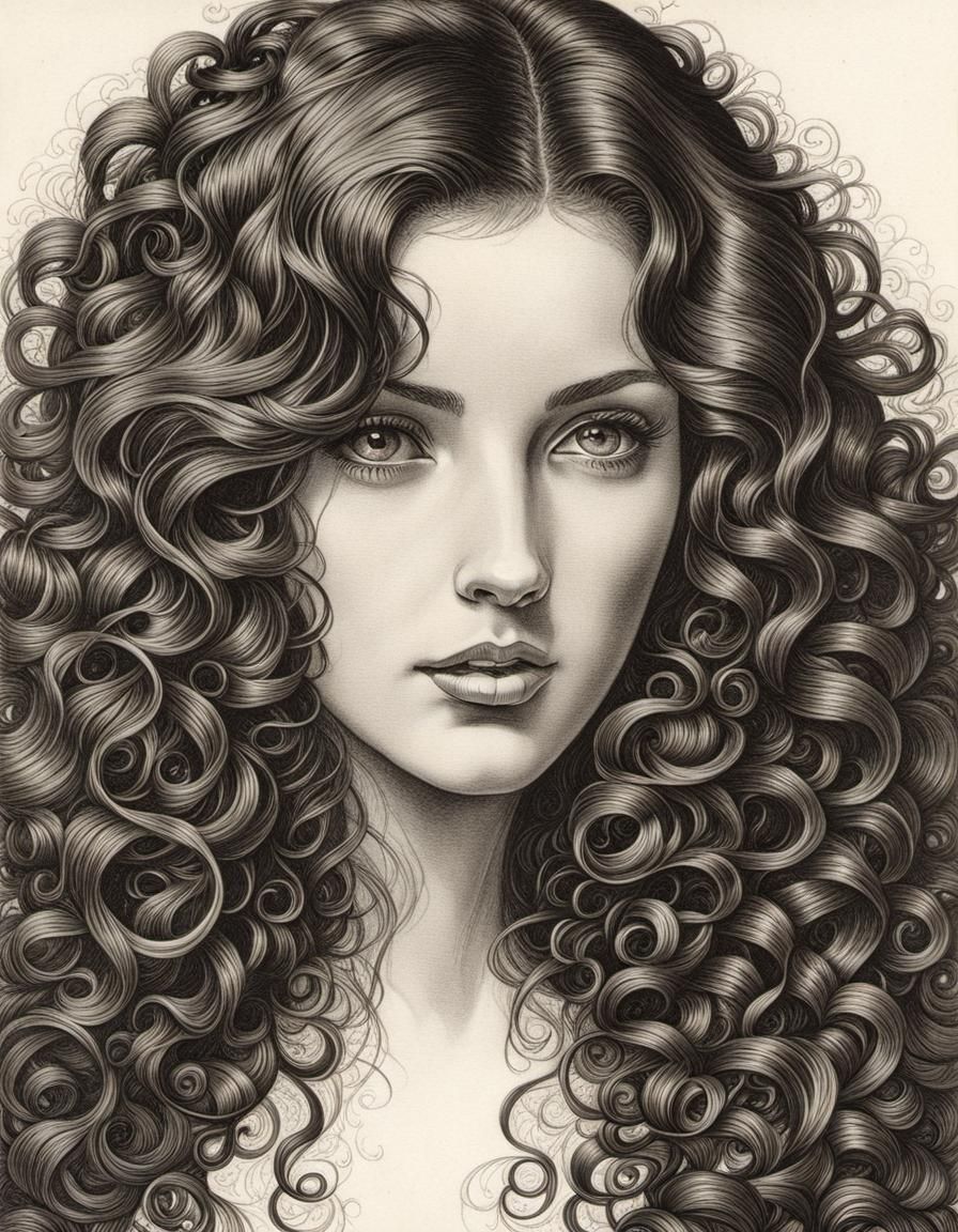 Brunette with Curly Hair in Fra Lippo Lippi Style