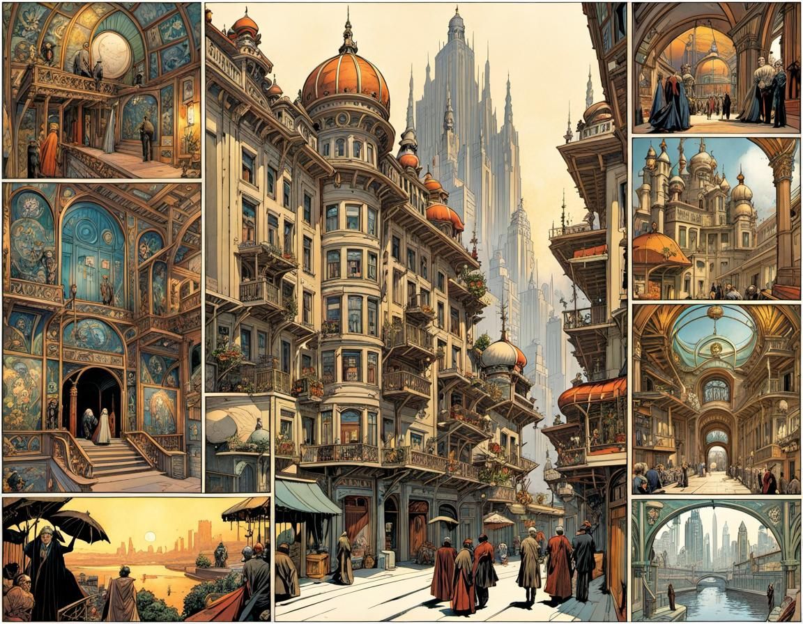 Art Nouveau Comic Book Page