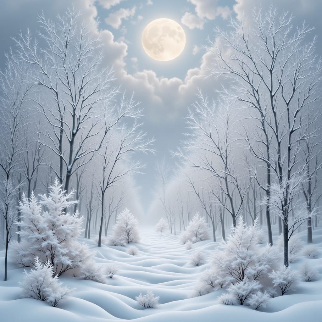 Crystalline Winter Landscape in Futuristic Style