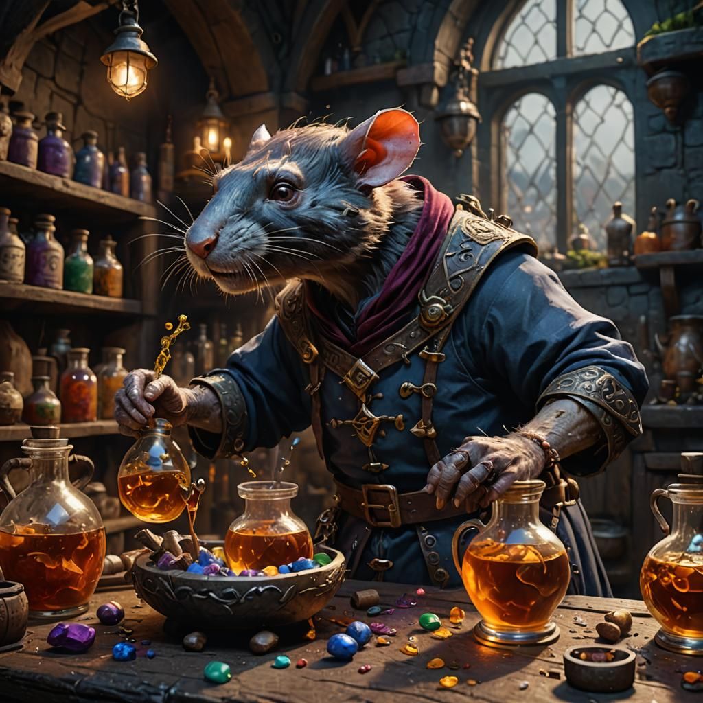 Detailed Ratfolk Potion Maker Concept Art