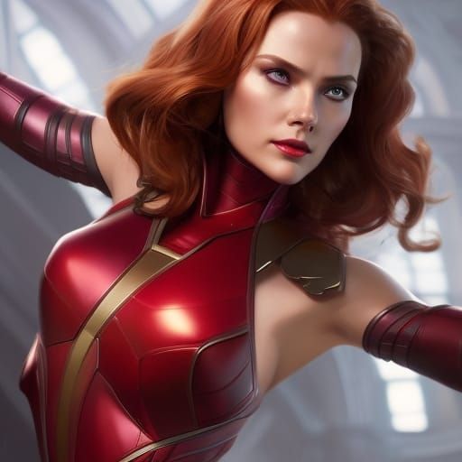 Detailed Scarlett Witch Portrait in Digital Art Style