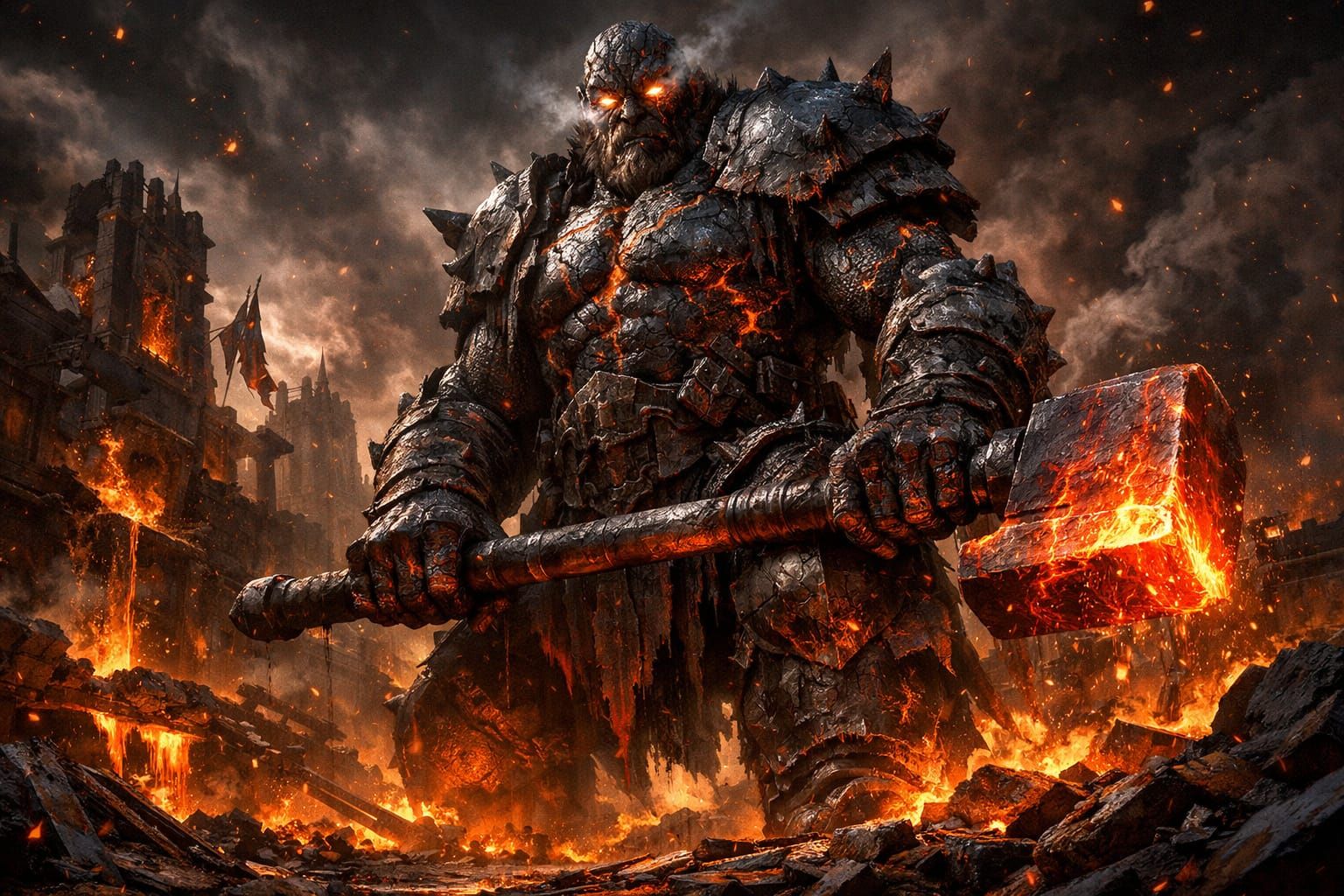 Brutal Fire Giant of Evil Fire in Burning Stronghold