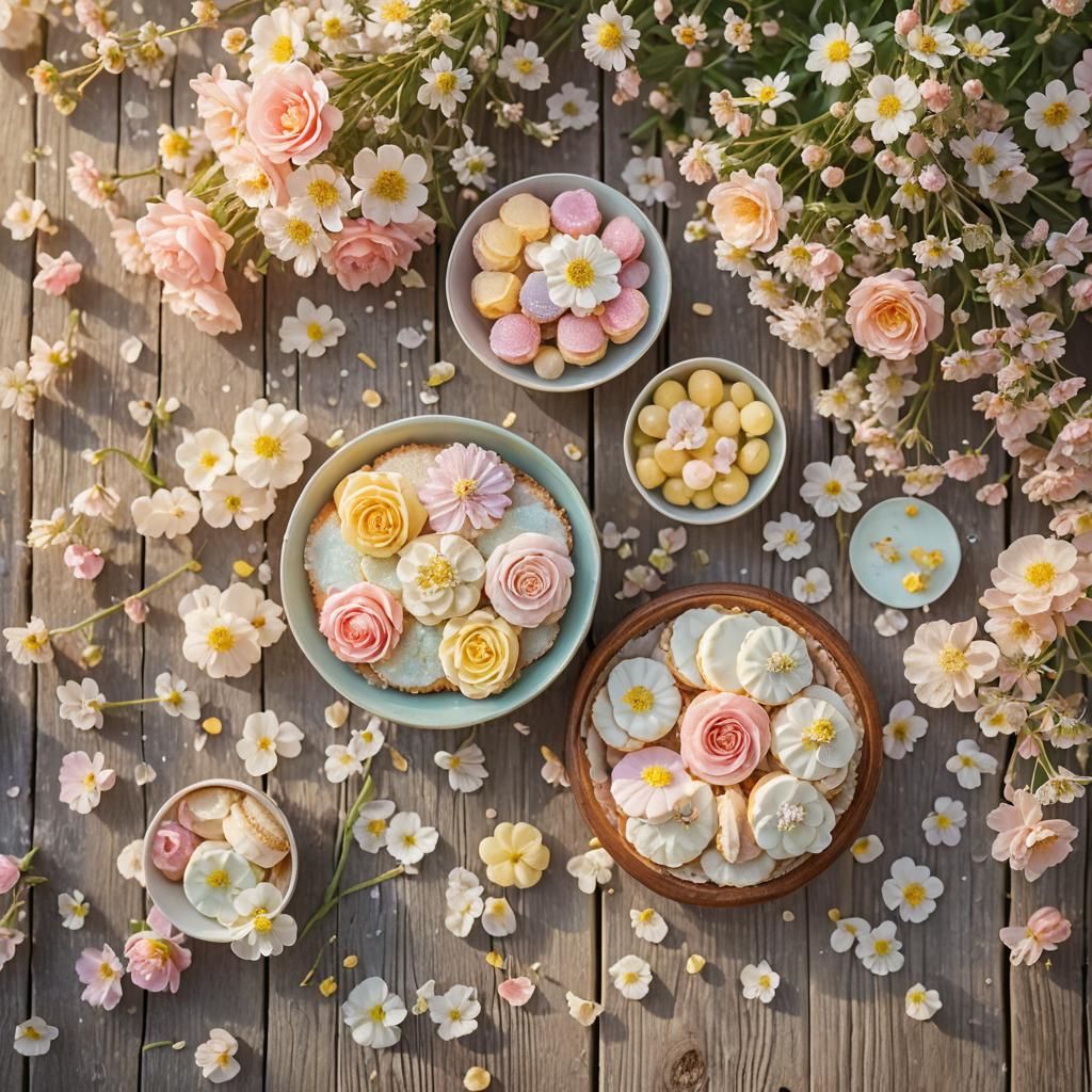Pastel Still Life Photography of Sugared Flowers